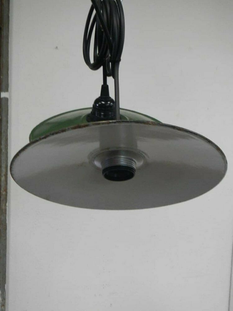 photo for sale Vintage Green Metal Lamps, 1970s, Set Of 2