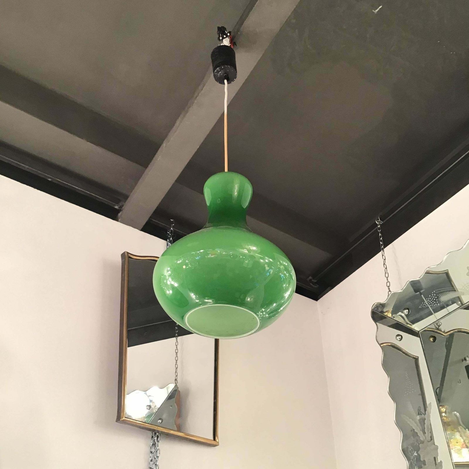Stilnovo Chandelier Murano Glass Metal, 1950, Italy photo for sale