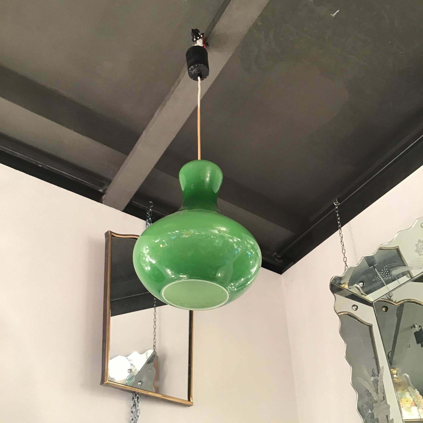 Stilnovo Chandelier Murano Glass Metal, 1950, Italy photo Lighting