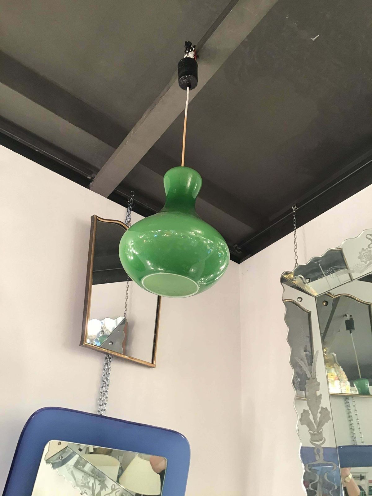 Lighting Stilnovo Chandelier Murano Glass Metal, 1950, Italy photo