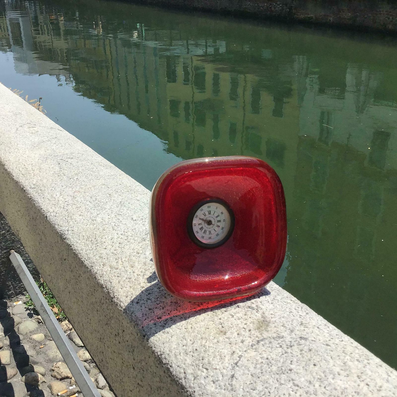 Venini Table Clock /Scrivania Brass Murano Glass 1950 Italy photo vinterior