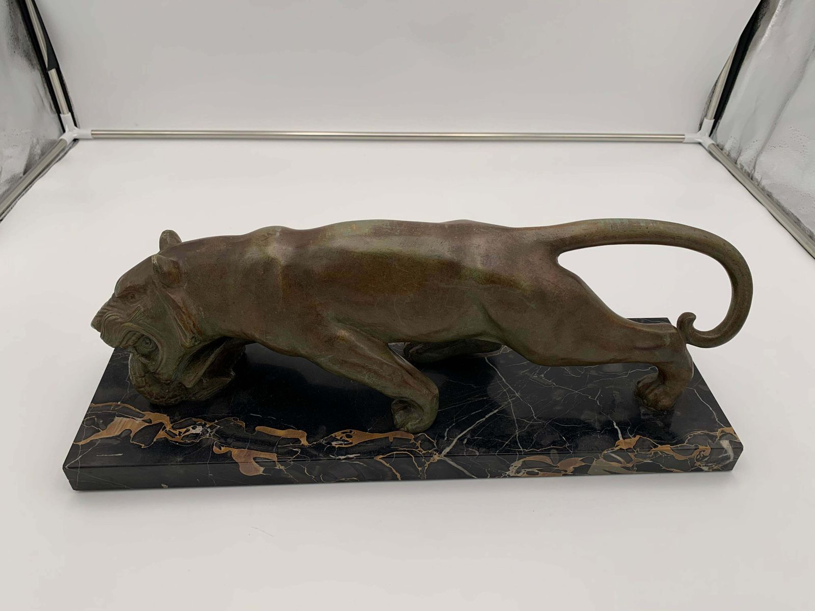 Art Deco Panther Sculpture By Emile Grégoire, Bronze, Marble, France Circa 1930 photo buy