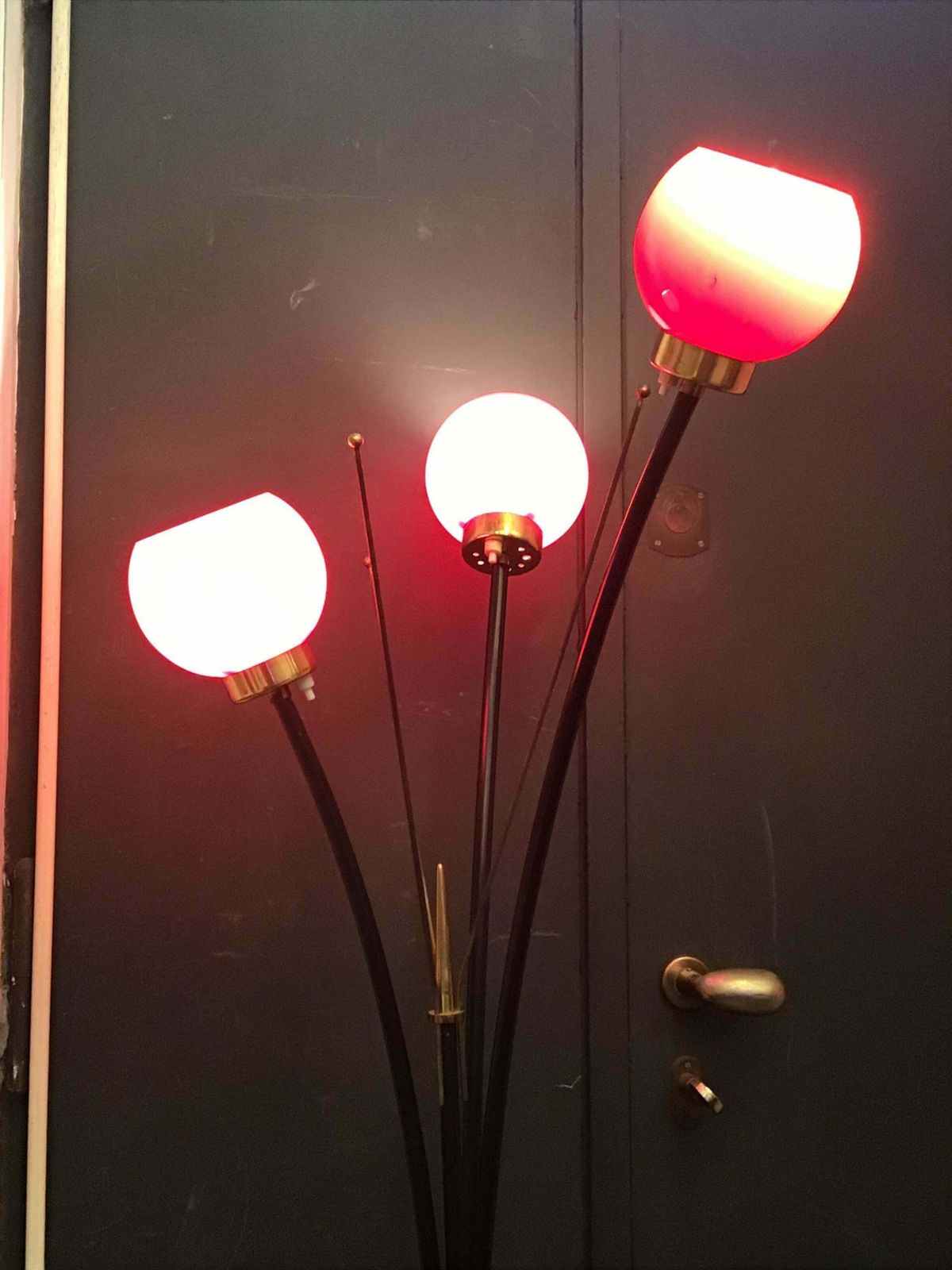 Stilnovo Floor Lamp Brass Glass Iron, 1950, Italy photo vinterior