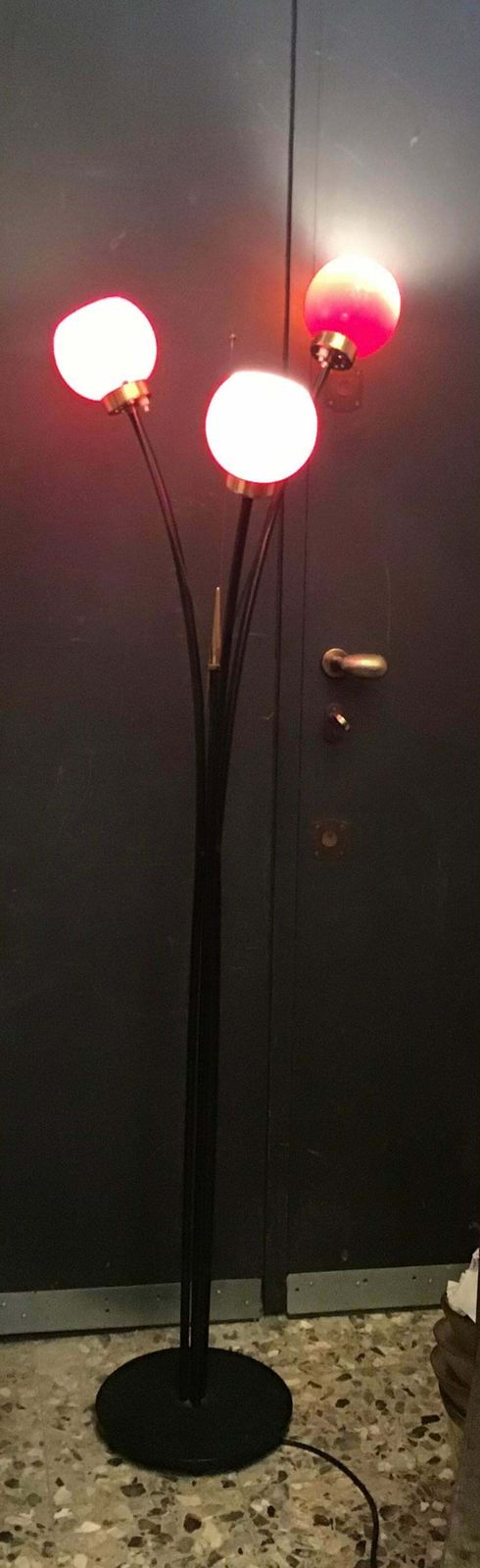 Lighting Stilnovo Floor Lamp Brass Glass Iron, 1950, Italy photo