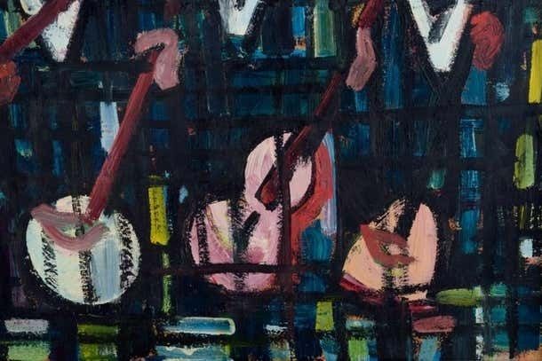 Scandinavian Painter Musicians Oil On Panel In Modernist Style 1970s photo 602.0