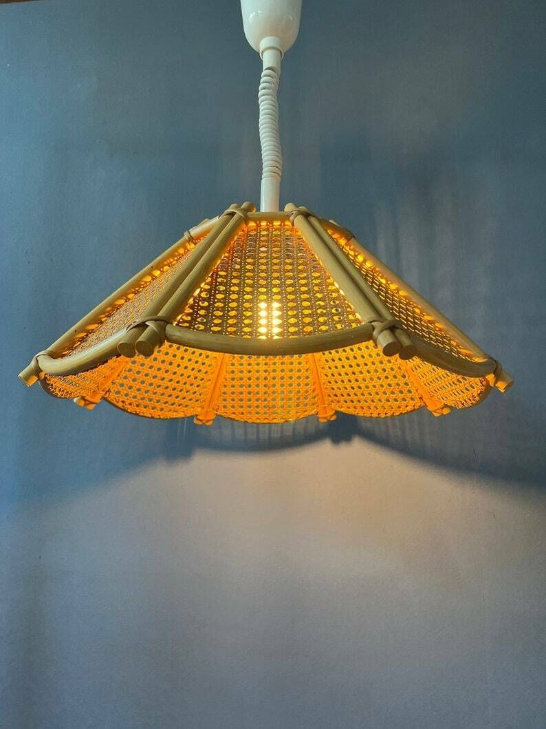Rotan Hanglamp   Rattan Boho Armatuur   Bamboe Vintage Lamp