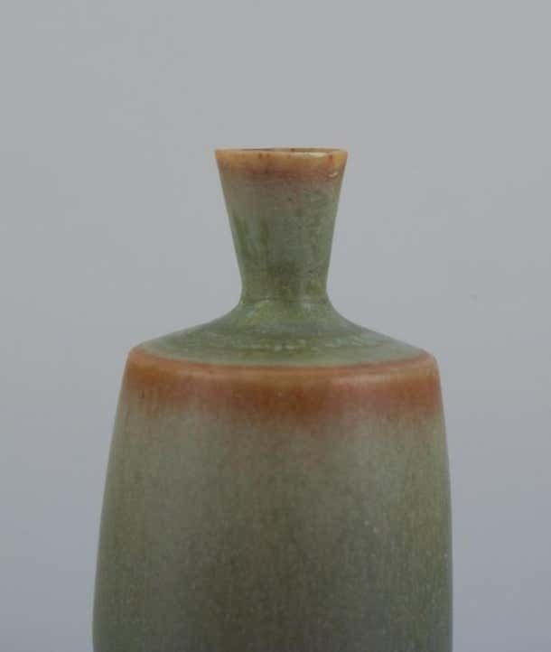 Berndt Friberg For Gustavsberg. Miniature Vase With Glaze In Shades Of Green photo Home Decor