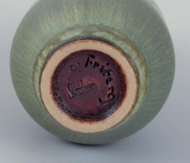 Berndt Friberg For Gustavsberg. Miniature Vase With Glaze In Shades Of Green photo 348.0