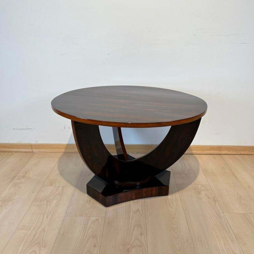 photo vinterior Art Deco Round Side Table, Rosewood Veneer, France Circa 1930
