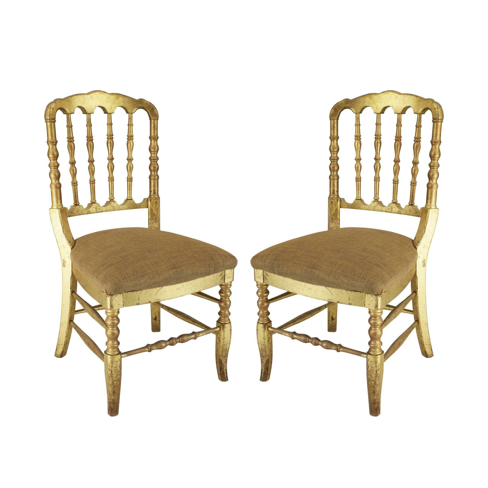 Set Of 12 Gold Leaf Tiffany, Chiavari Style Chairs, France, 1960s photo buy