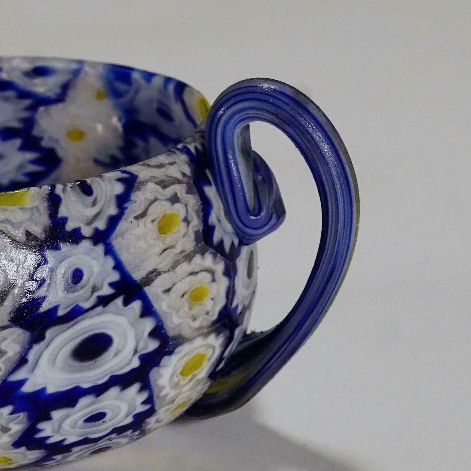 Antique Millefiori Bowl In Blue, Yellow And White, Fratelli Toso Murano 1910 photo 392.0
