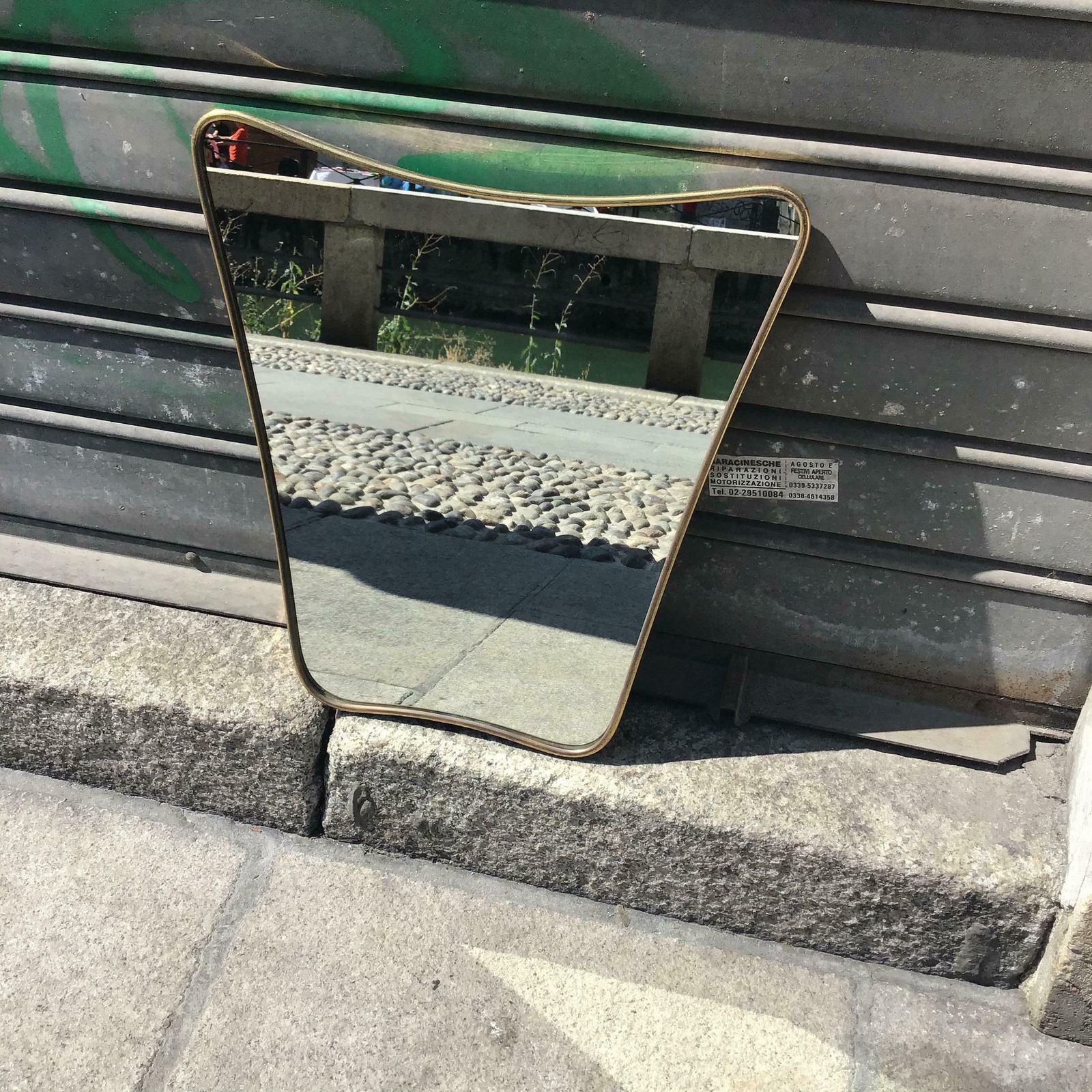 Fontana Arte Mirror Brass Wood Glass 1950 Italy photo Home Decor