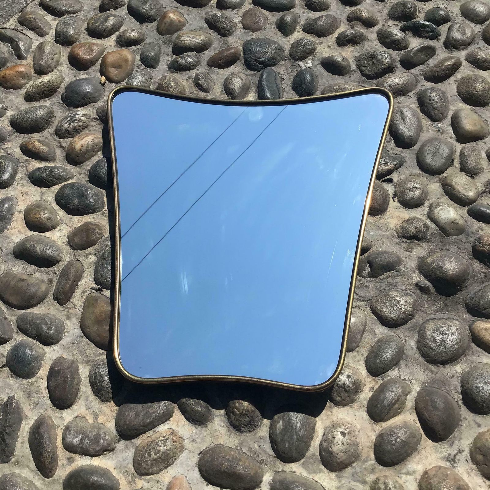 Fontana Arte Mirror Brass Wood Glass 1950 Italy photo vintage