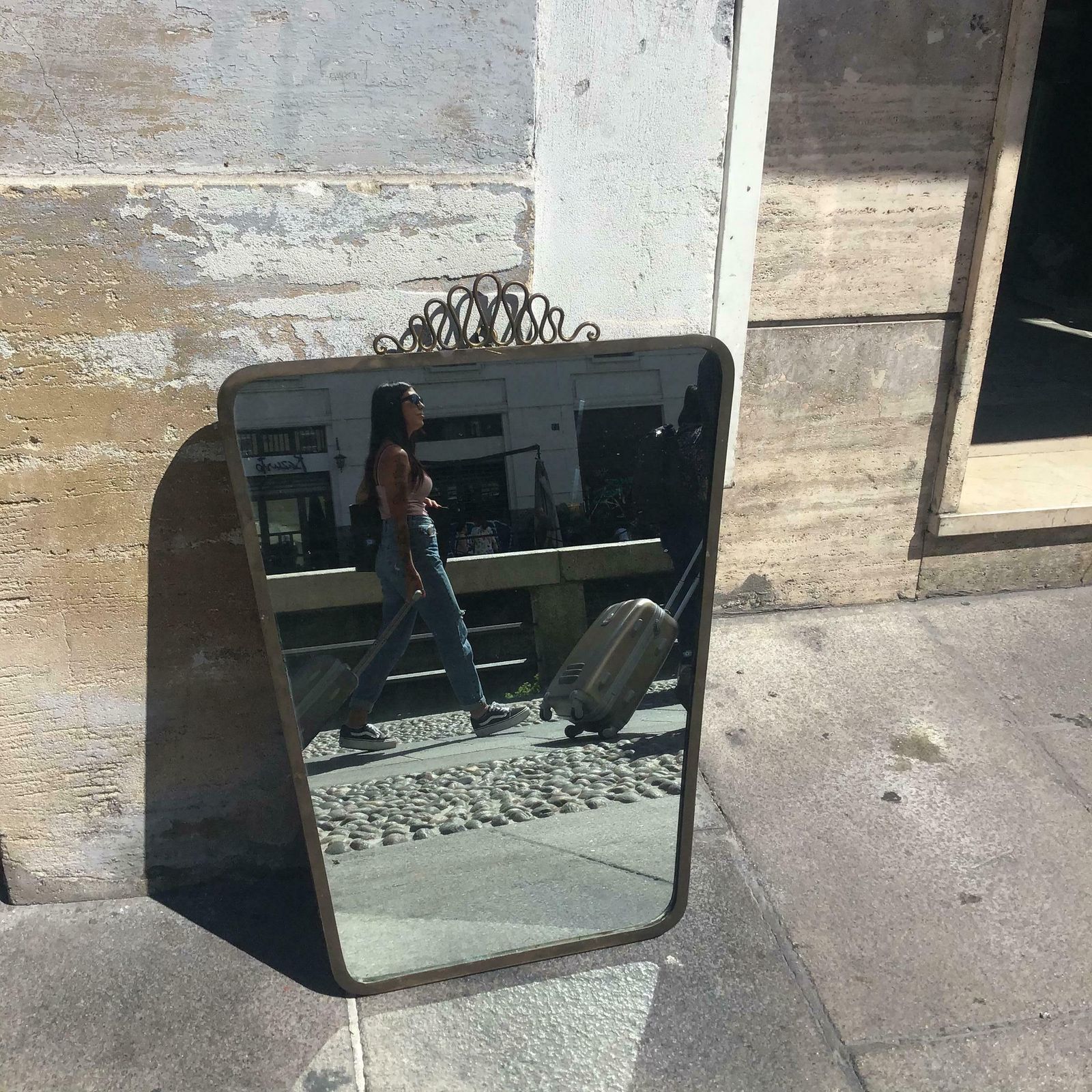 Gio Ponti Mirror Brass Glass Wood 1950 Italy photo Home Decor