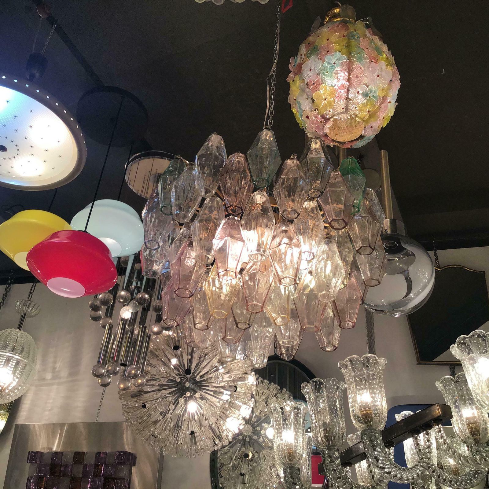 Venini Carlo Scarpa Chandelier Poliedri Murano Glass Iron 1955 Italy photo 3927.0