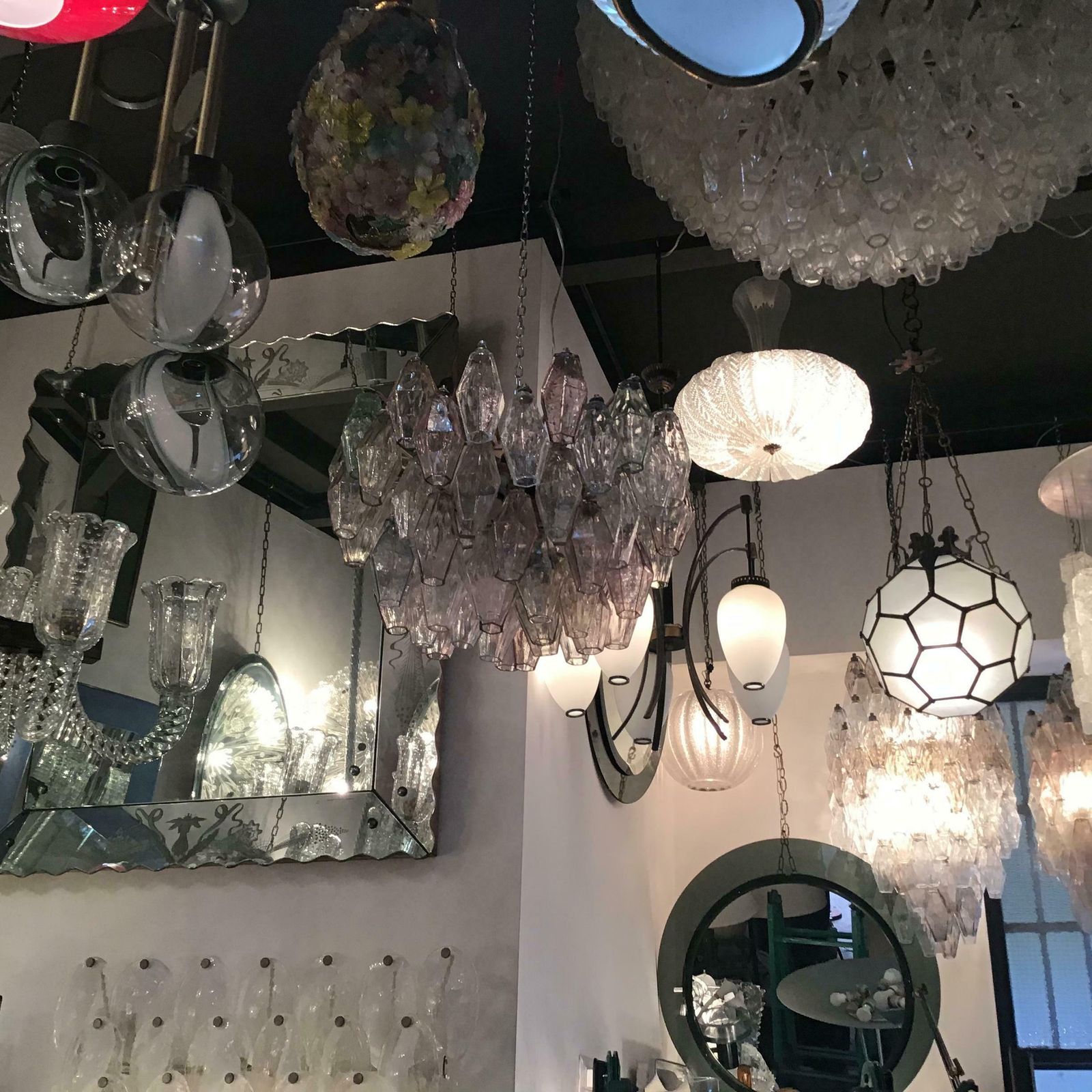 Venini Carlo Scarpa Chandelier Poliedri Murano Glass Iron 1955 Italy photo buy