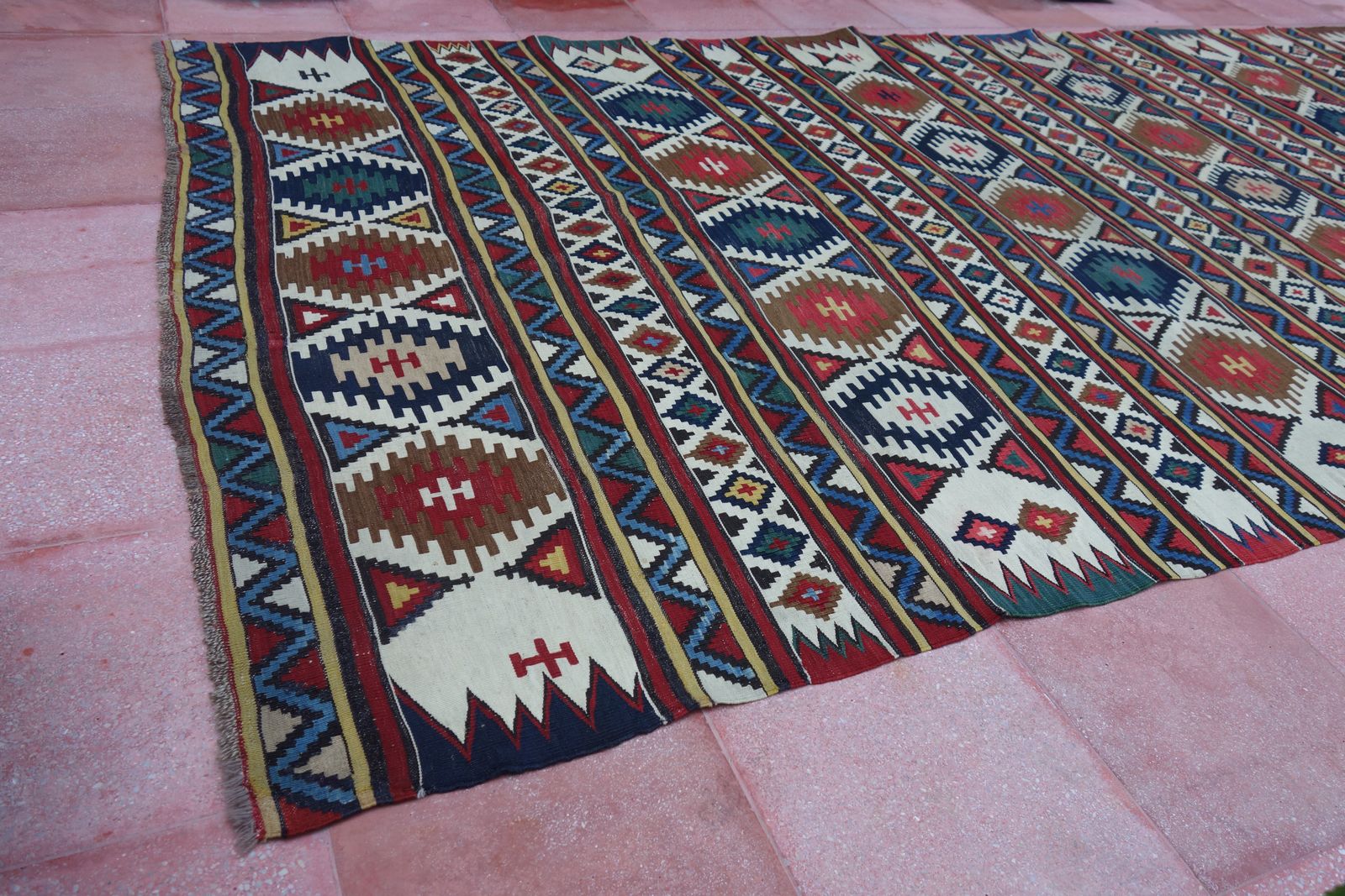 Great Britain With Deliveries Duties Paid | Antique Caucasian Shirvan | Kilim Rug | 313 Cm X 148 Cm | 10'26'' X 4'85'' photo vintage