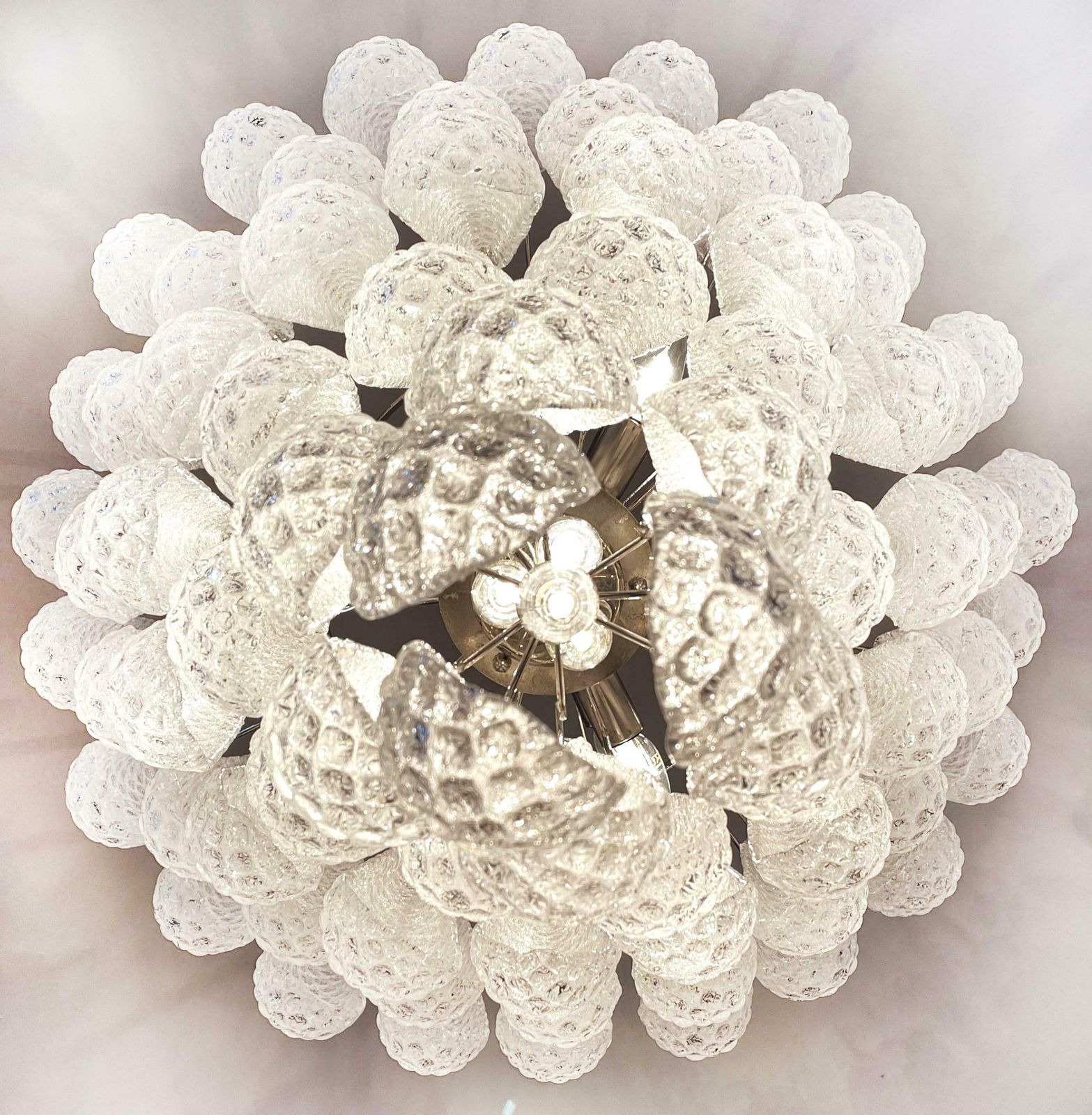 Magnificent Italian Vintage Murano Glass Chandeliers  75 Glass Petals Drop photo 4713.0