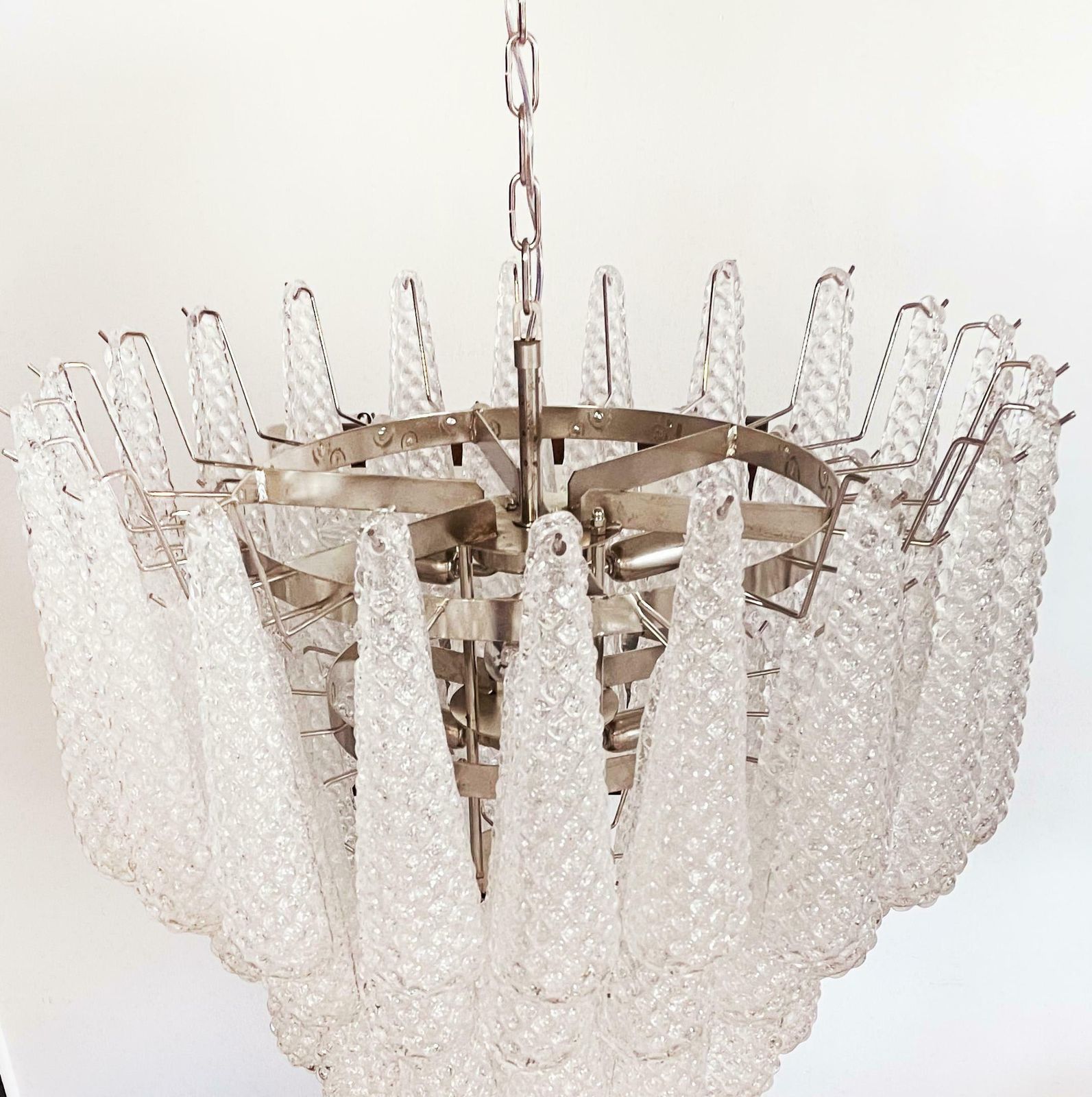 Magnificent Italian Vintage Murano Glass Chandeliers  75 Glass Petals Drop photo vintage