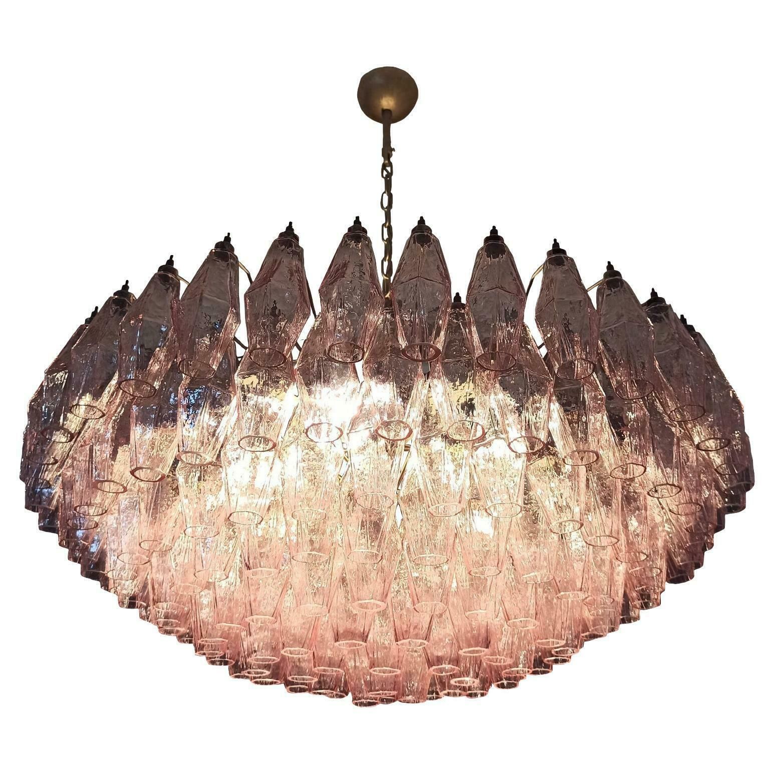 Charming Amazing Murano Glass Chandelier  185 Pink Poliedri