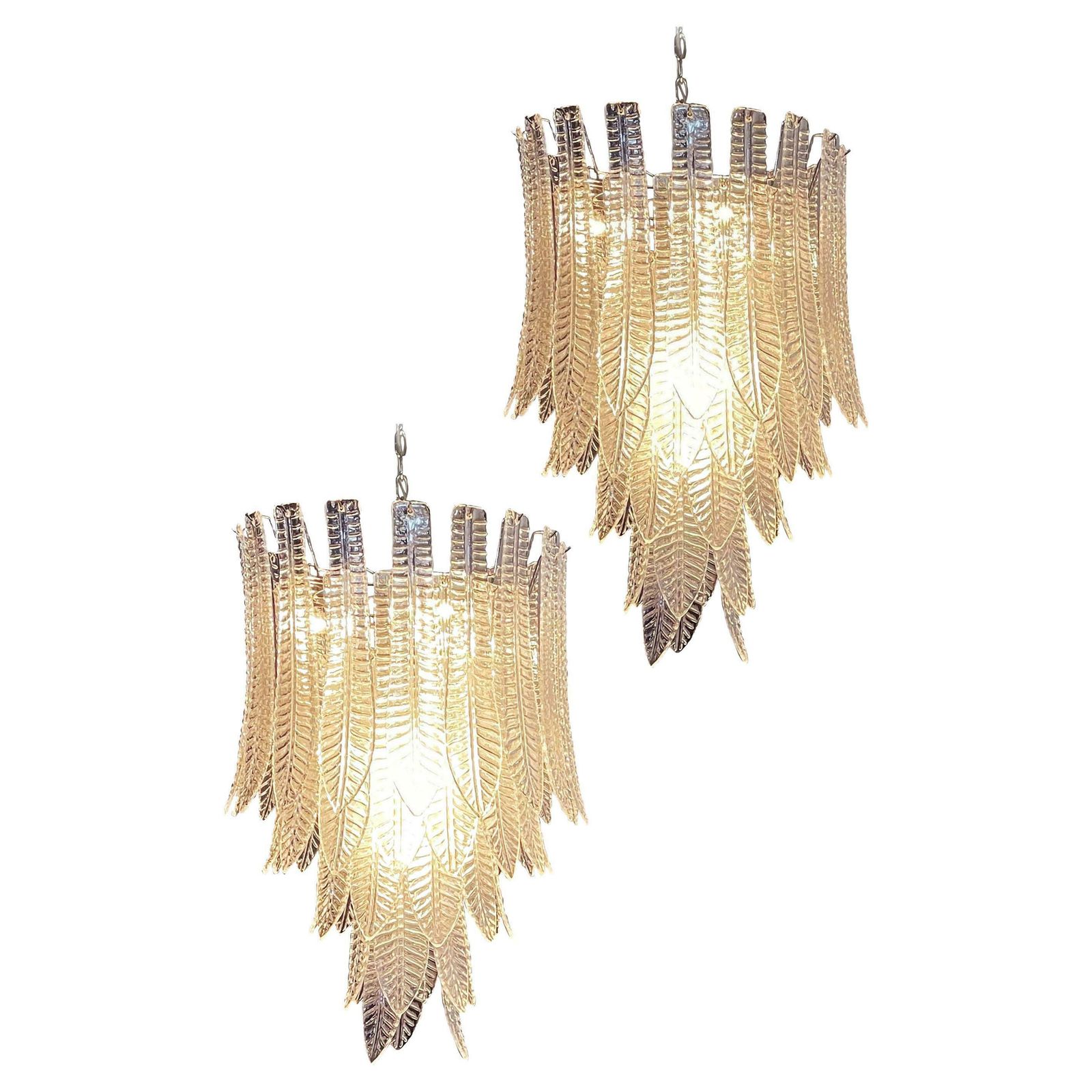 Magnificent Huge Italian Murano Felci Glass Chandeliers  52 Glasses