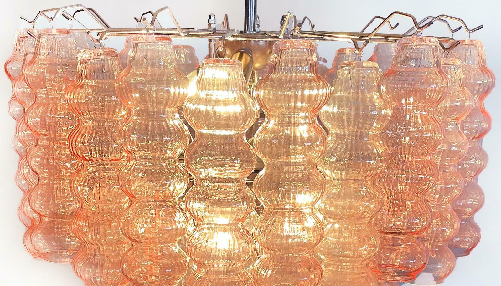 Lighting Three Tier Murano Glass Tube Chandeliers 48 Pink Glasses photo