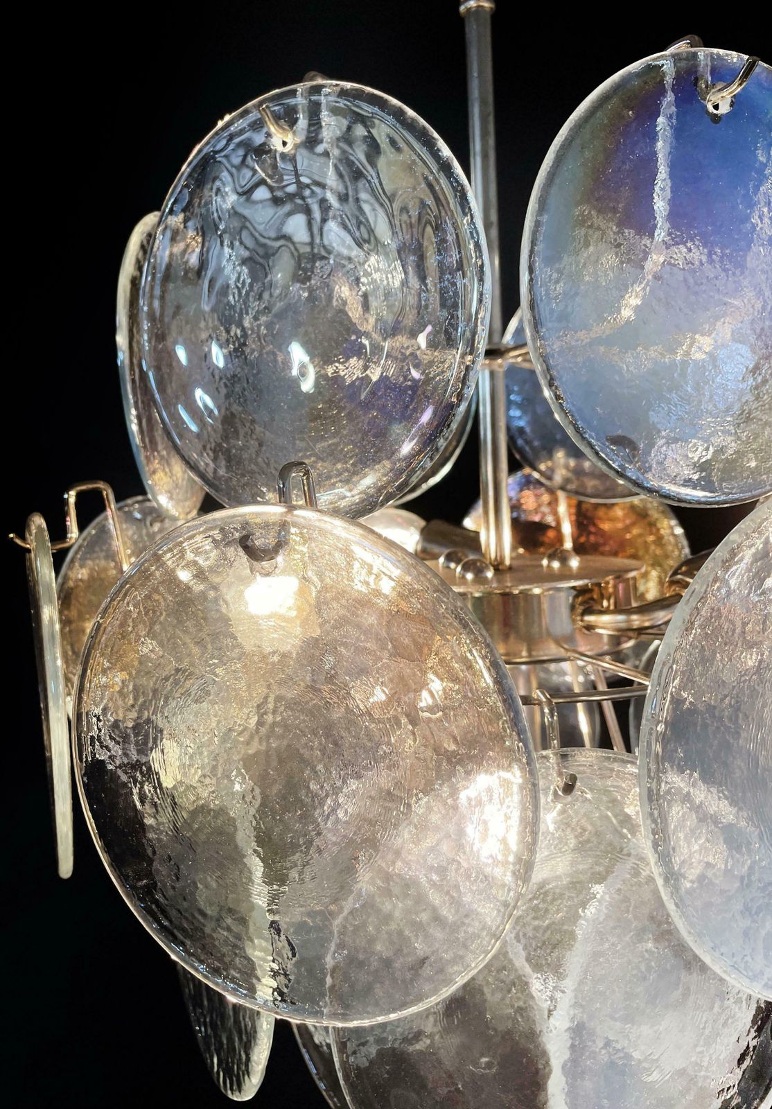 Lighting Beautiful Vintage Iridescent Italian Murano Chandeliers 24 Discs photo