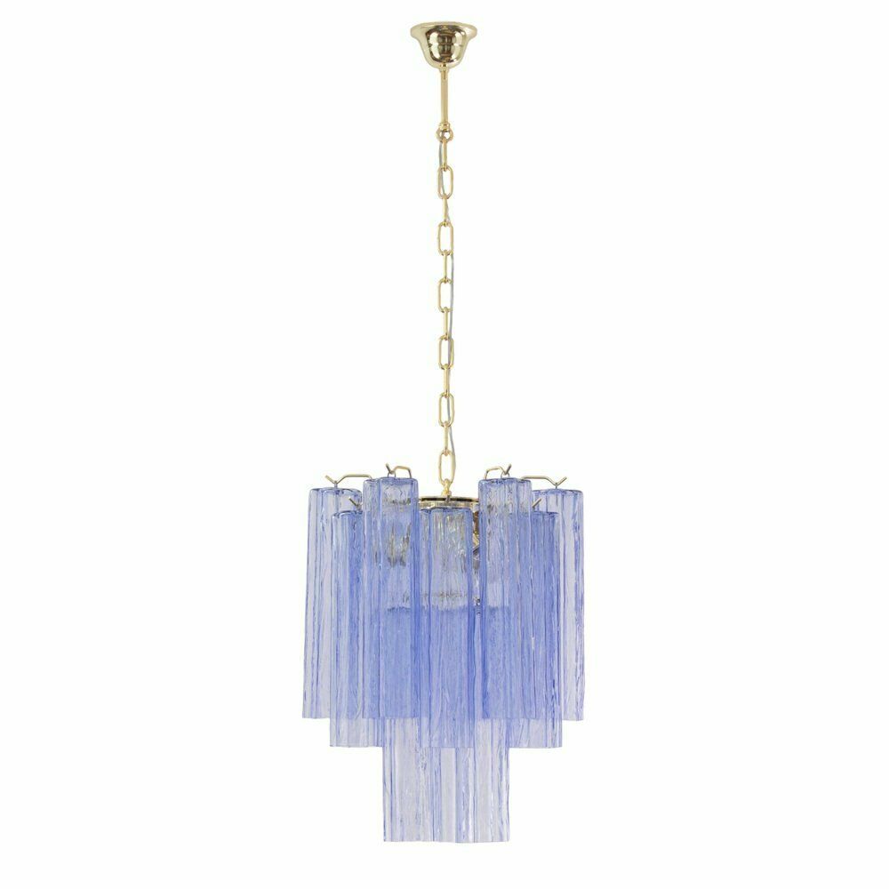 Chandelier With Blue Purple Murano Glass Cylinders, Italy, 1990s