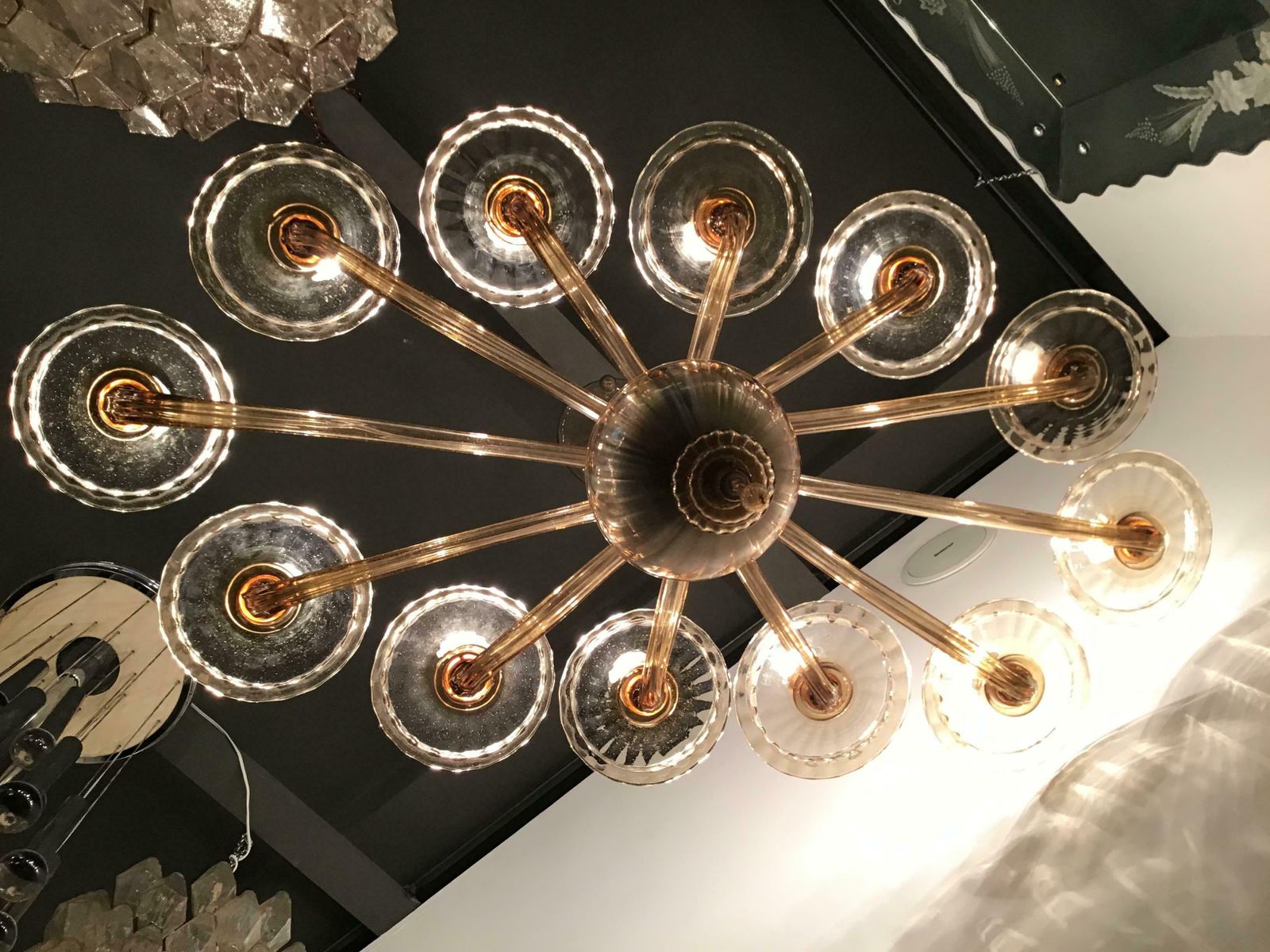 photo for sale Venini Oval Murano Glass Chandelier 12 Light, 1930, Italy