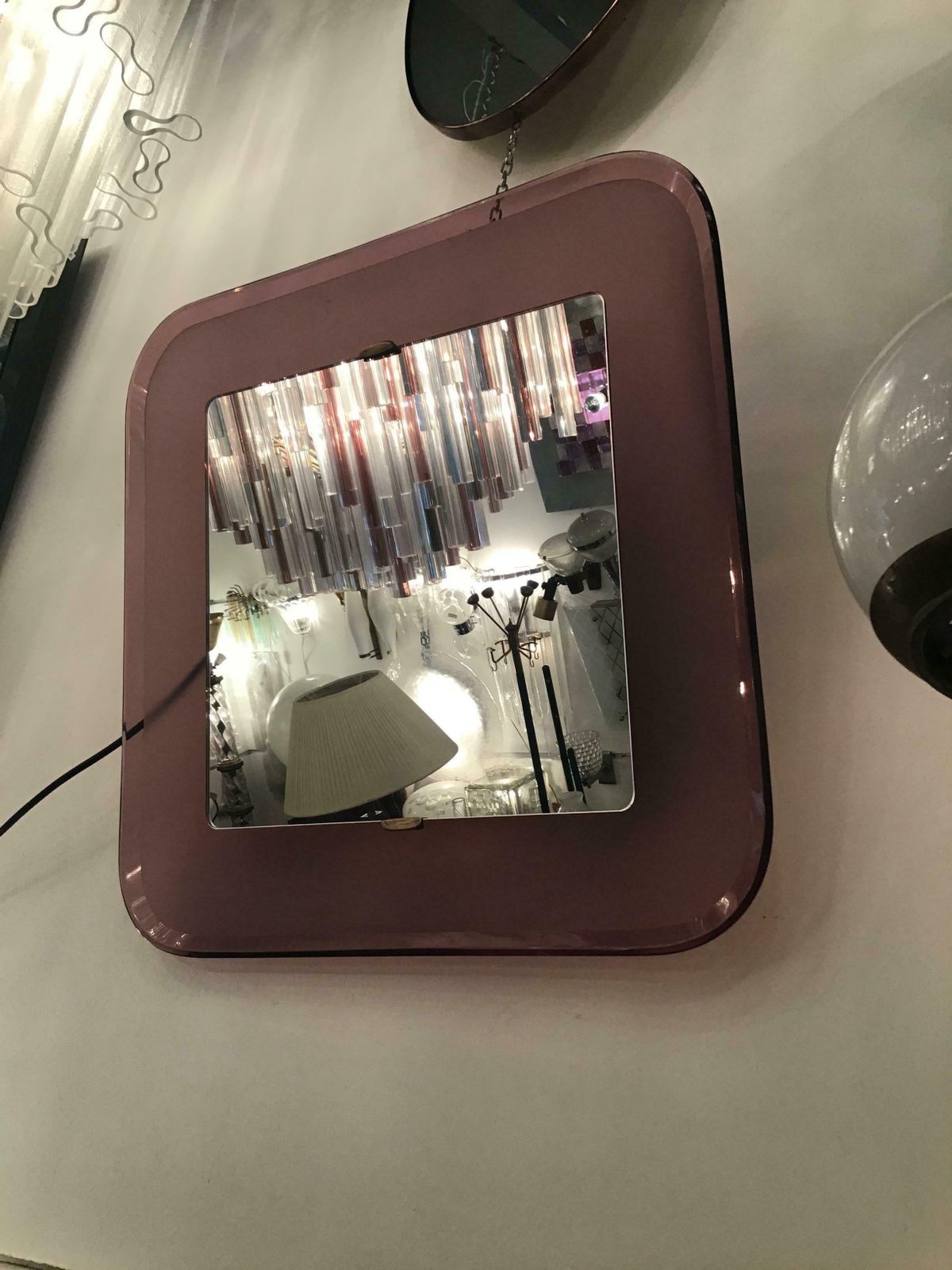Home Decor Fontana Arte Backlit Mirror Glass Metal Crome 1950 Italy photo