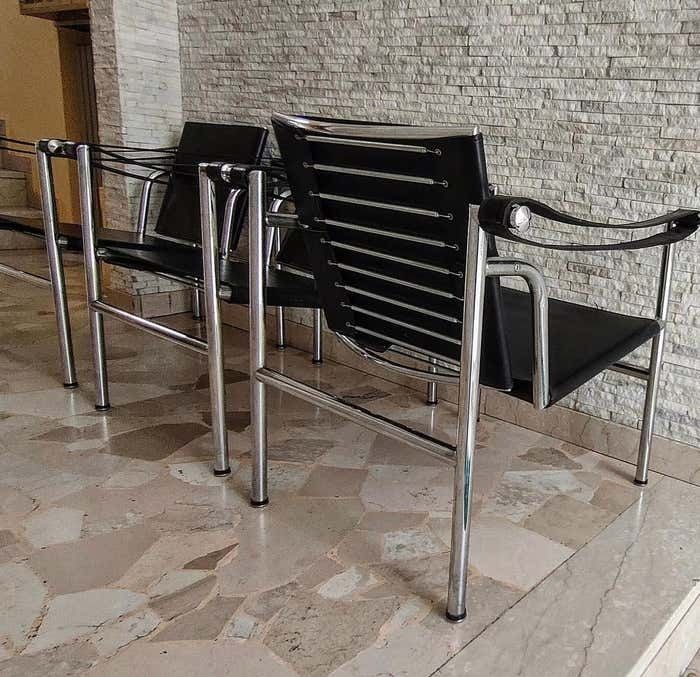 3 Armchairs Mod. Lc 1 1970s Le Corbusier   Cassina  Made In Italy photo vinterior