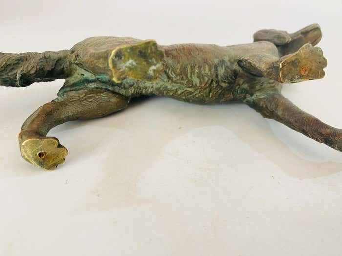 Antique Vienna Bronze Sculpture Of A Dog In Jules Moigniez Style, France, 1880 photo Art