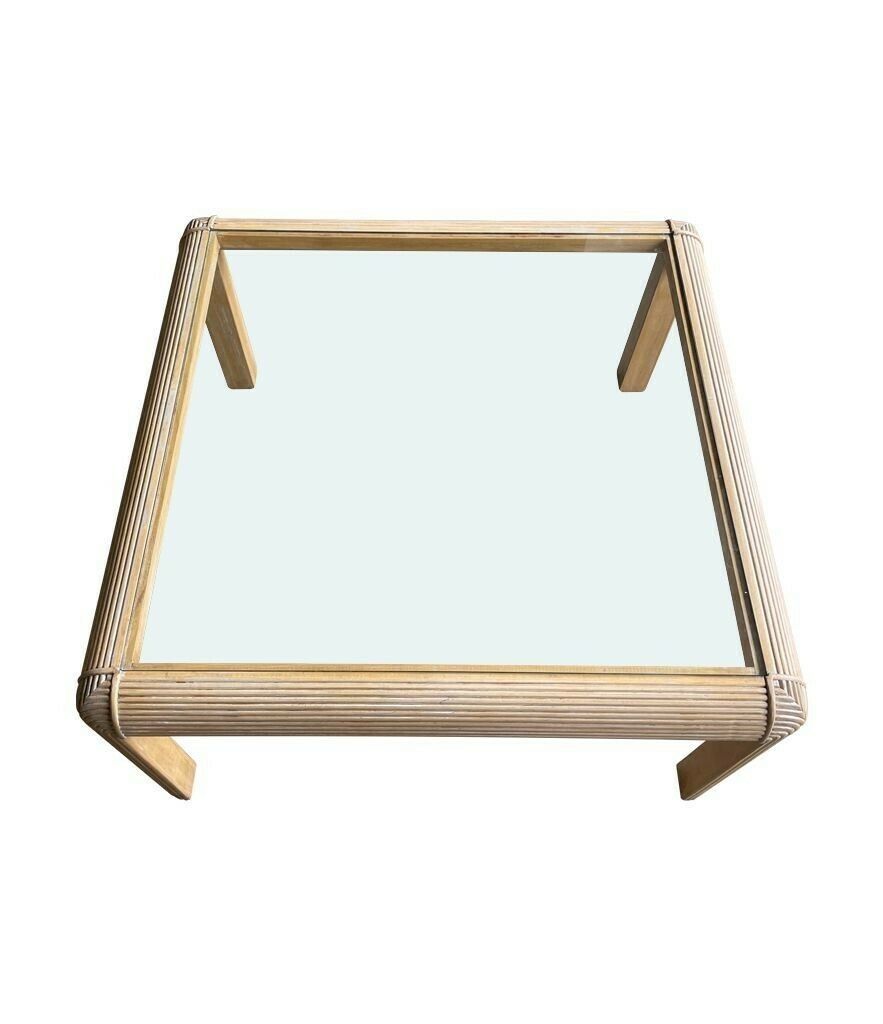A Large Square 1980s Italian Pencil Reed Bamboo Coffee Table In The Style Of Vivai Del Sud photo furniture
