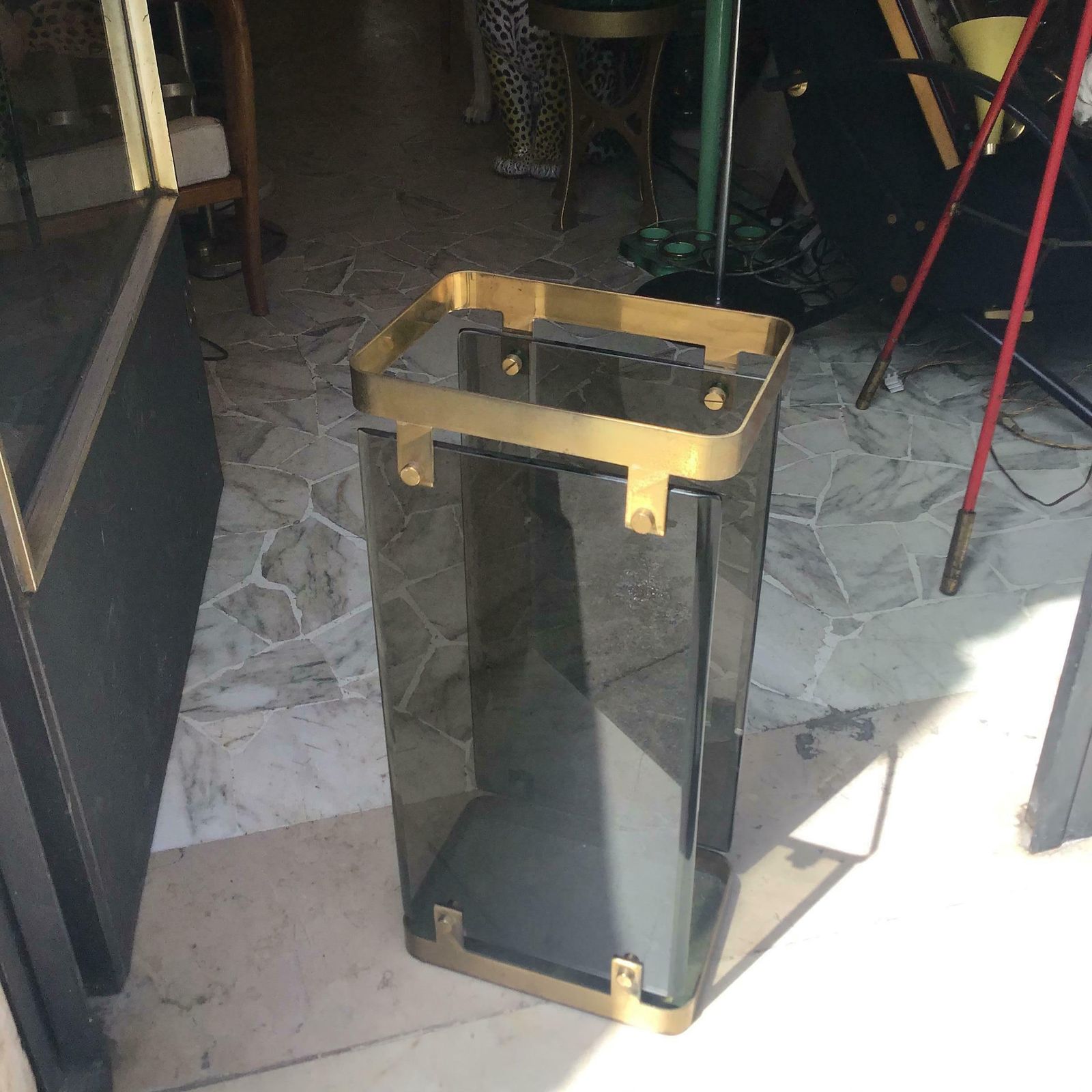 Furniture Fontana Arte Umbrella Stand Brass Glass 1955 Italy photo
