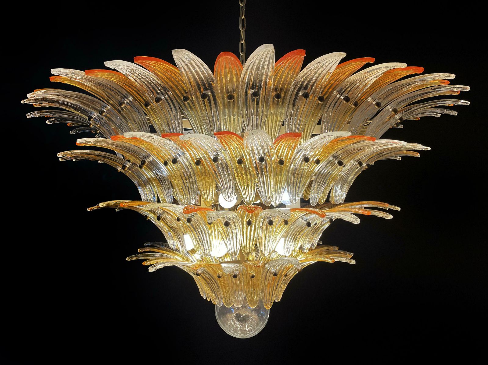 Amazing Palmette Ceiling Lights   Four Levels, 163 Amber And Transparent Glasses photo 7854.0