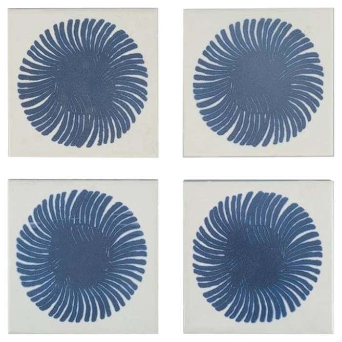 Royal Copenhagen, Four Tiles With An Abstract Motif. Mid 20th Century.