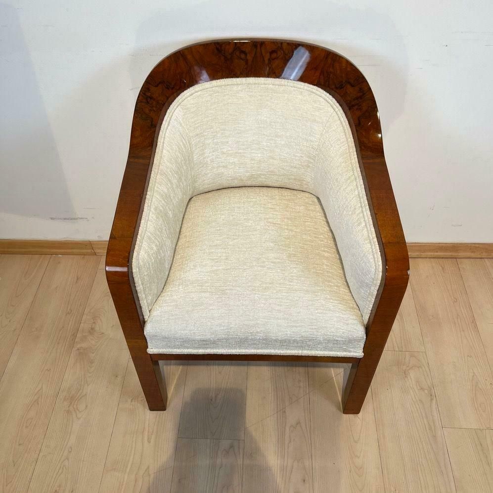 Biedermeier Bergere Chair, Walnut, Creme Velvet, Austria Circa 1840 photo Furniture