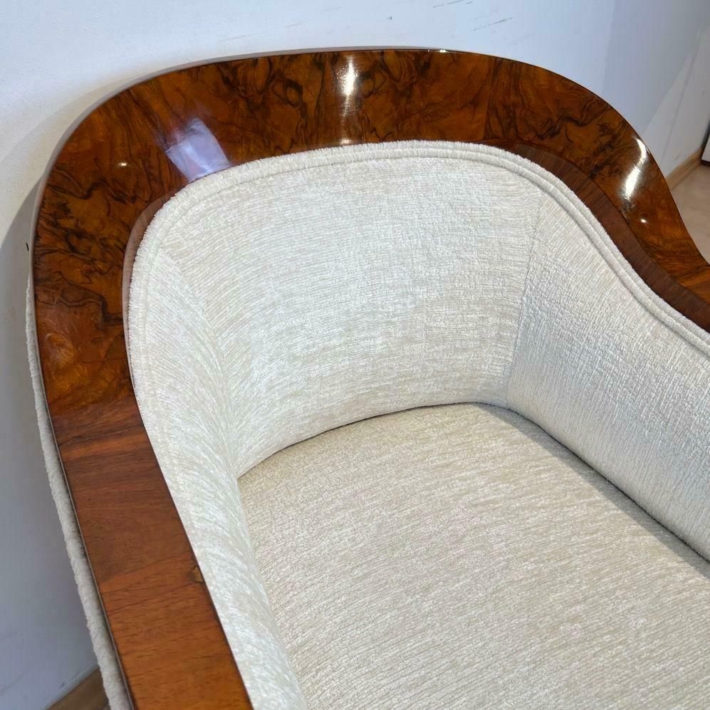 photo for sale Biedermeier Bergere Chair, Walnut, Creme Velvet, Austria Circa 1840