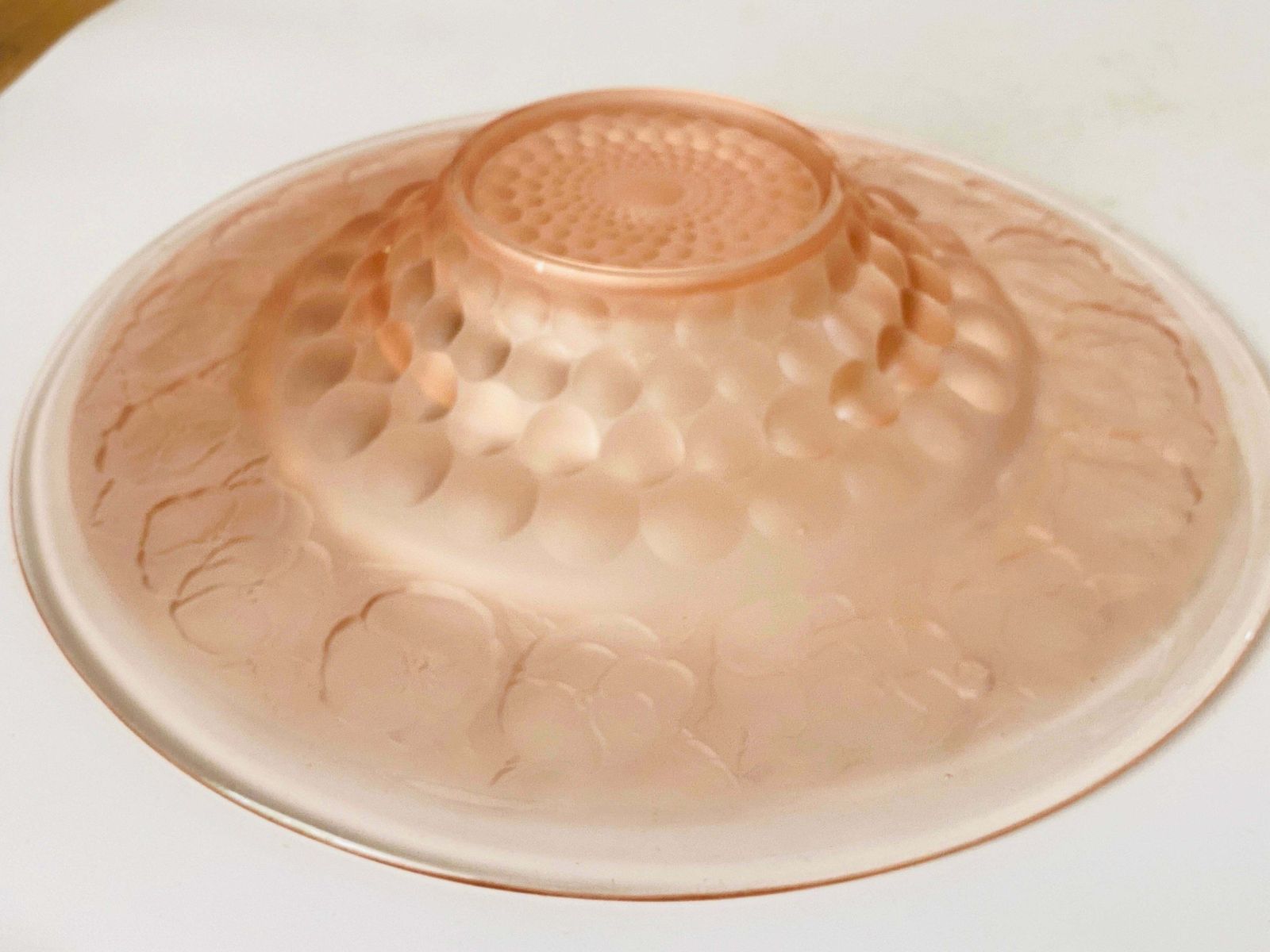 Art Deco Glass Dish / Vide Poche With Pink Glass Rond Pattern France, Circa 1940 photo furniture