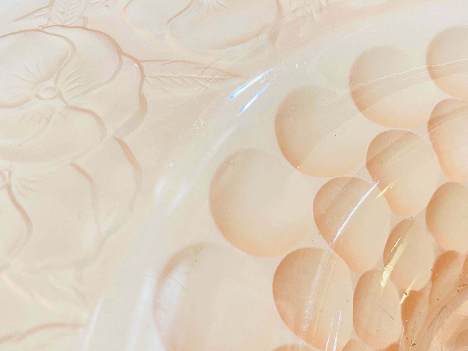 Art Deco Glass Dish / Vide Poche With Pink Glass Rond Pattern France, Circa 1940 photo for sale