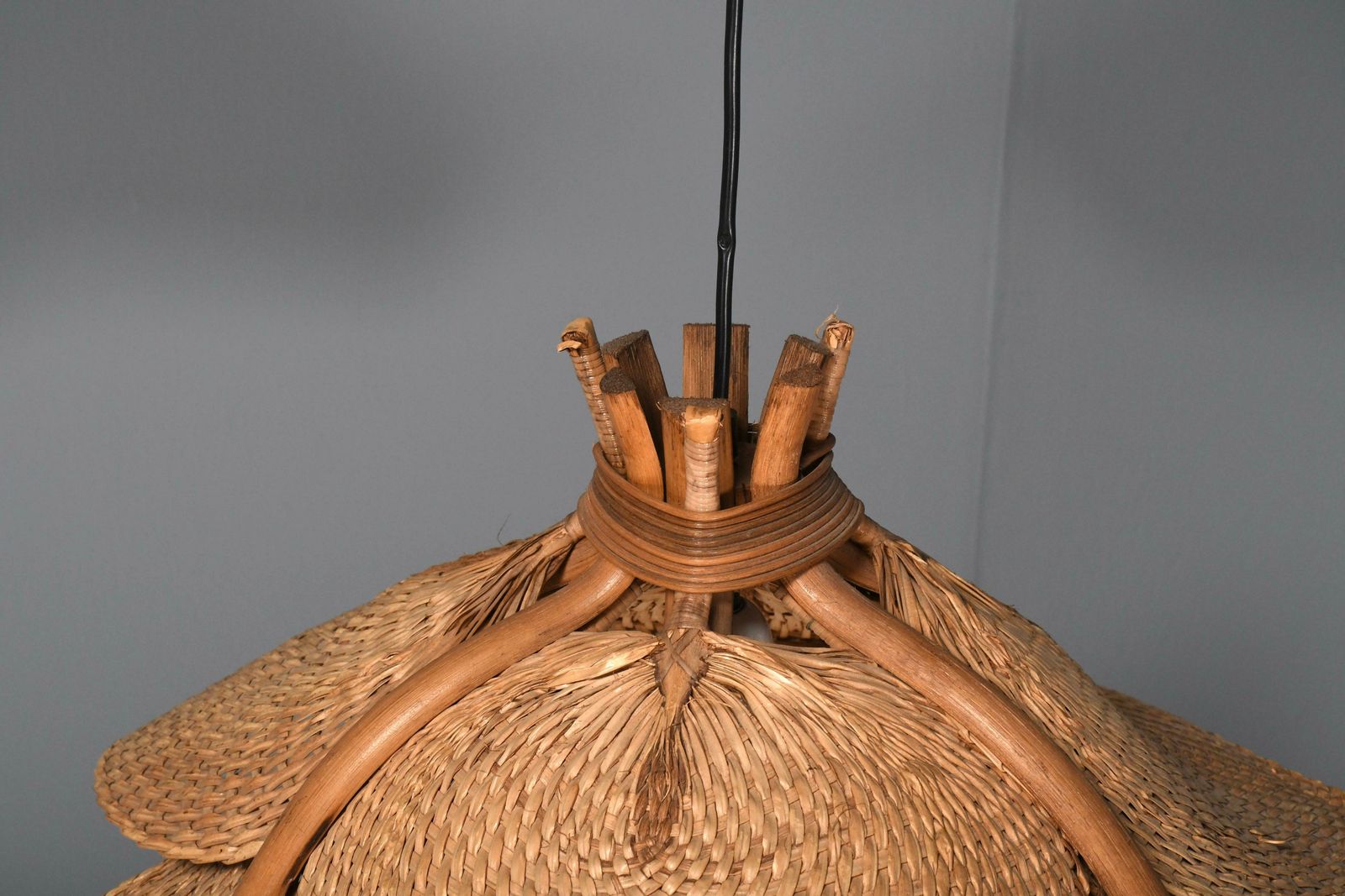 Uchiwa Midcentury Pendant Chandelier In Style Of Ingo Maurer, Germany 1960s photo Lighting