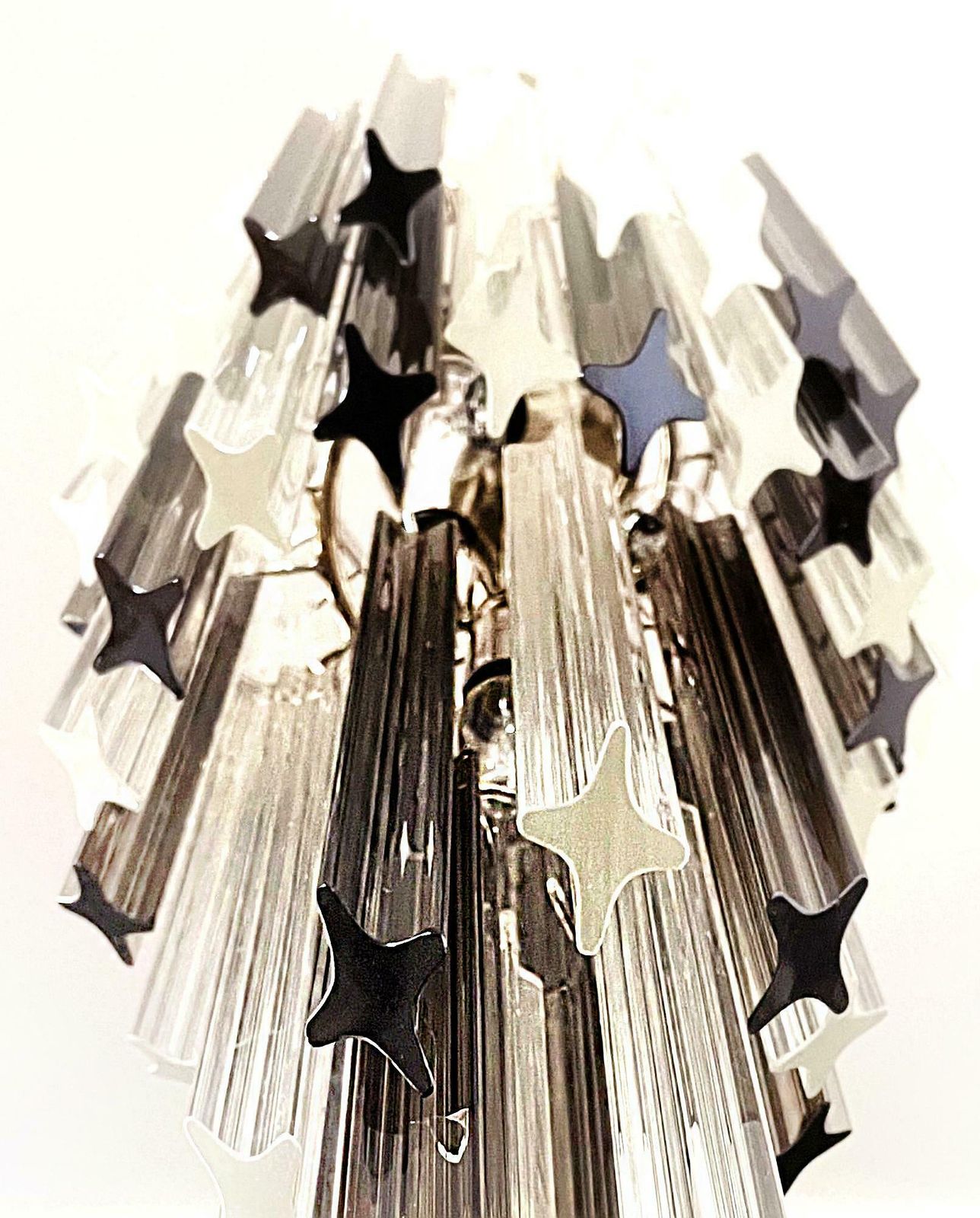 Sophisticated Murano Chandeliers – 54 Quadriedri Prisms Transparent And Smoked photo buy