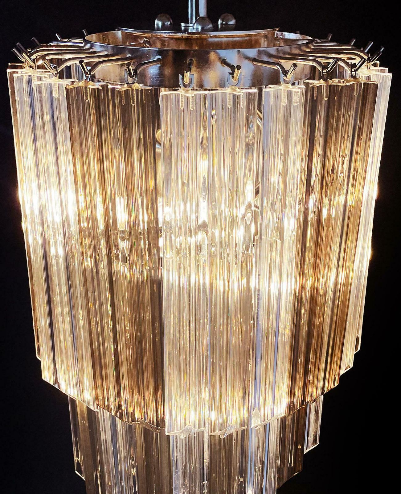 Lighting Sophisticated Murano Chandeliers – 54 Quadriedri Prisms Transparent And Smoked photo