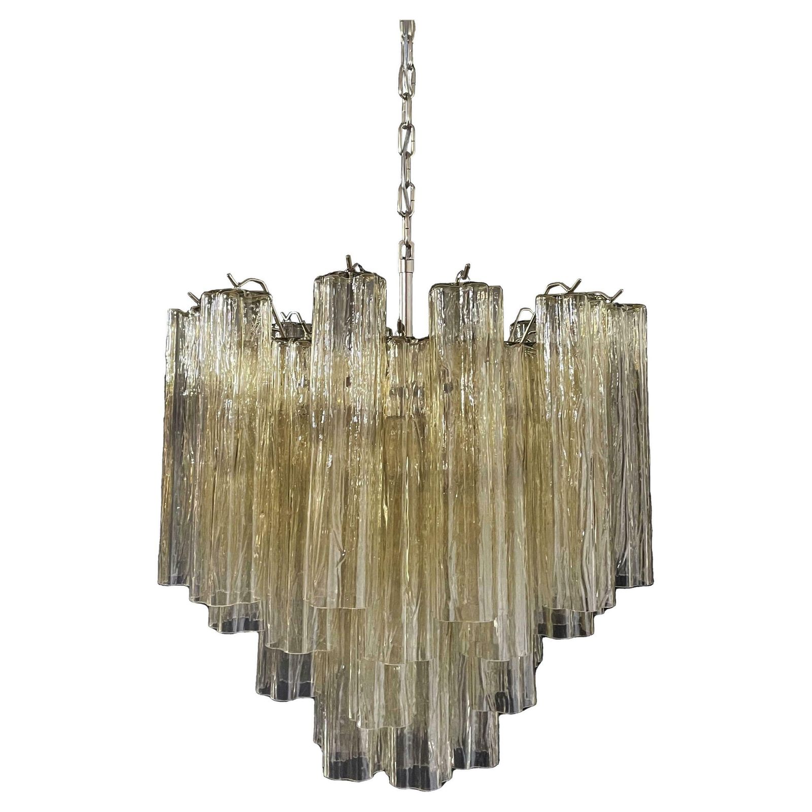 Beautiful Murano Glass Tube Chandelier   36 Clear Amber Glass Tube