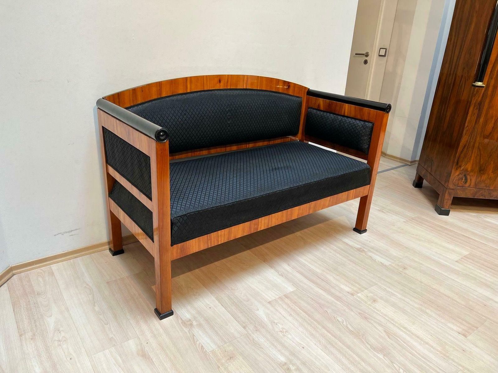 Biedermeier Sofa, Cherry Veneer, Horsehair, South Germany Circa 1830 photo vintage
