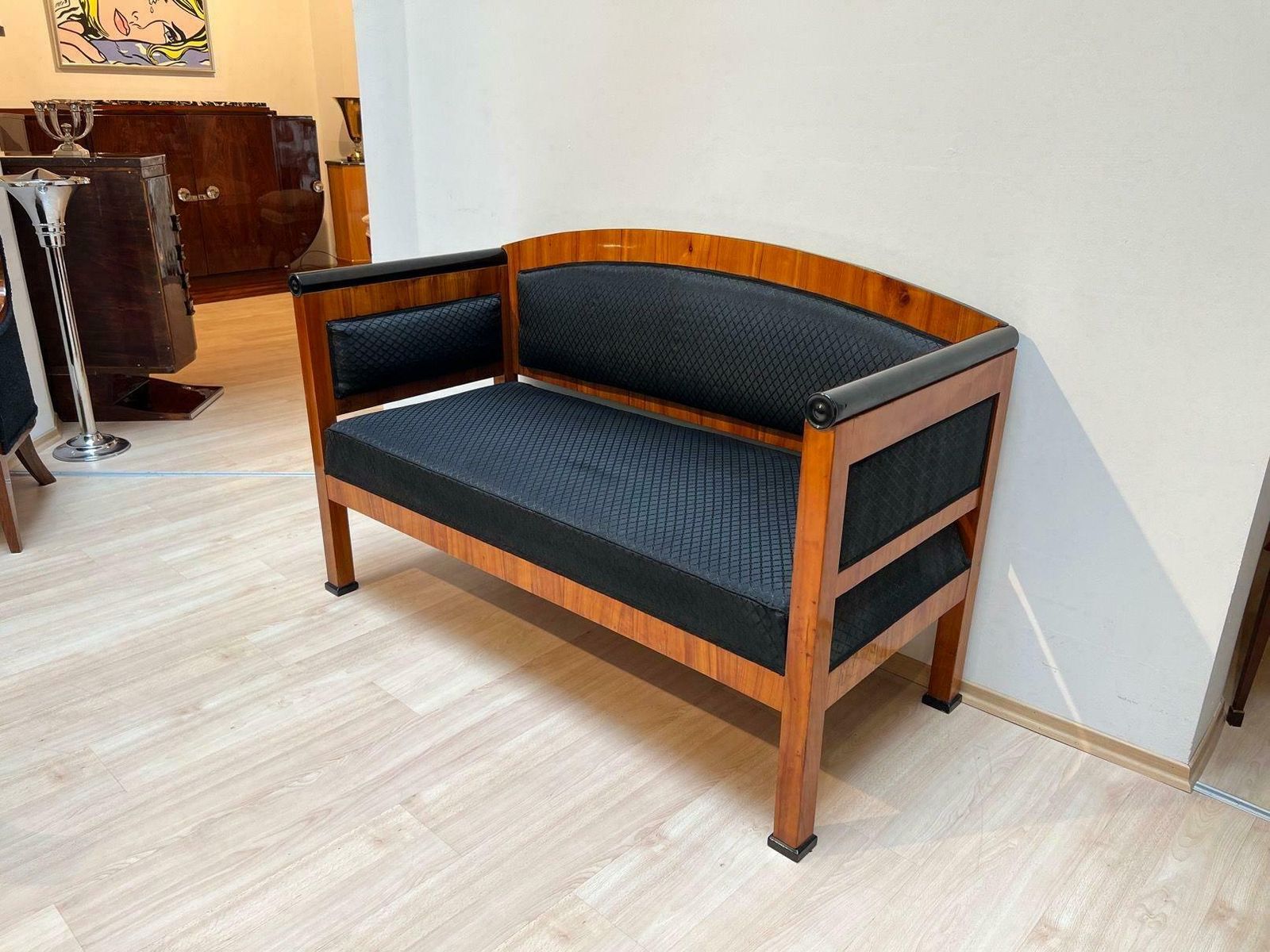 photo furniture Biedermeier Sofa, Cherry Veneer, Horsehair, South Germany Circa 1830
