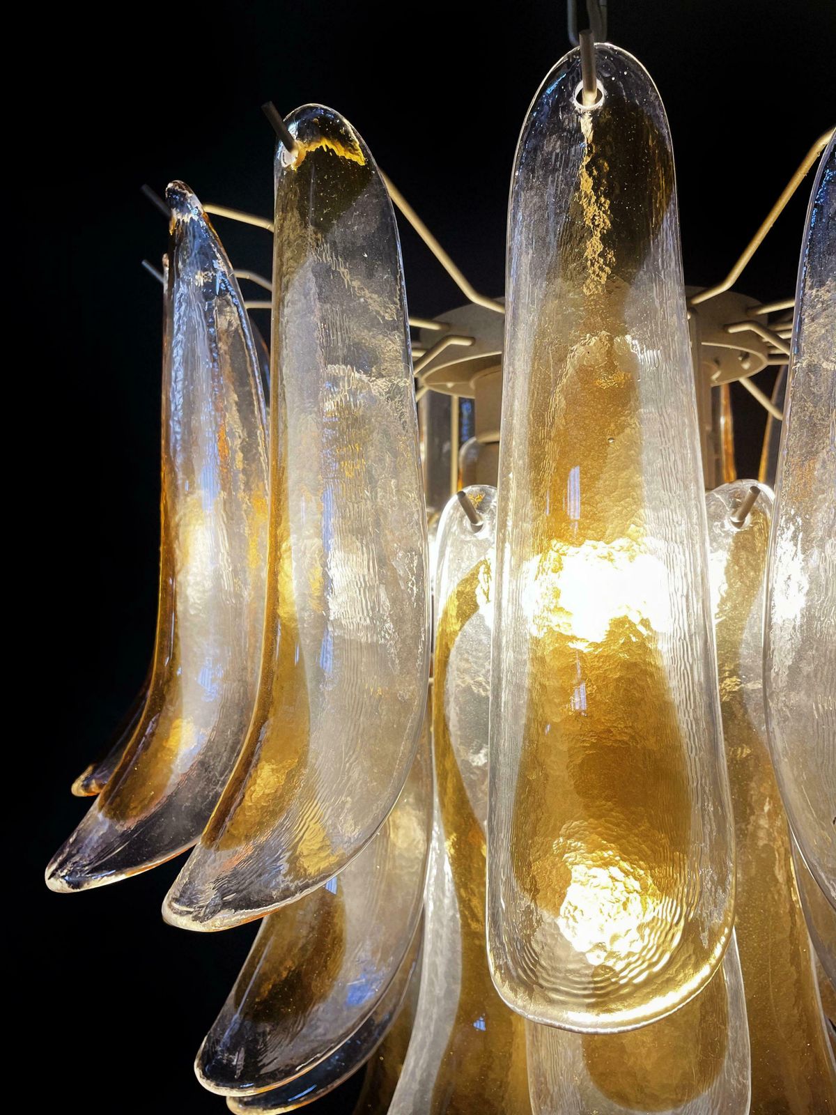 Amazing Italian Vintage Murano Chandeliers, 41 Glass Amber Petals photo vinterior
