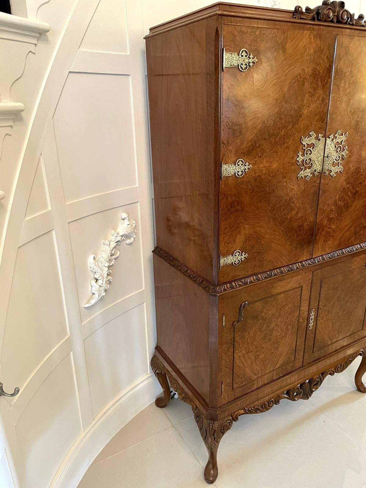 Outstanding Quality Antique Burr Walnut Cocktail Cabinet photo Furniture