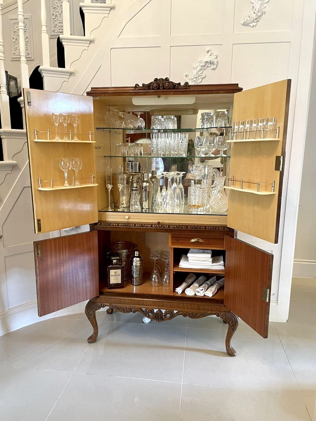 4850.0 Outstanding Quality Antique Burr Walnut Cocktail Cabinet photo