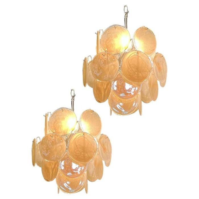 1970s Vintage Italian Murano Chandeliers, 24 Gold Discs